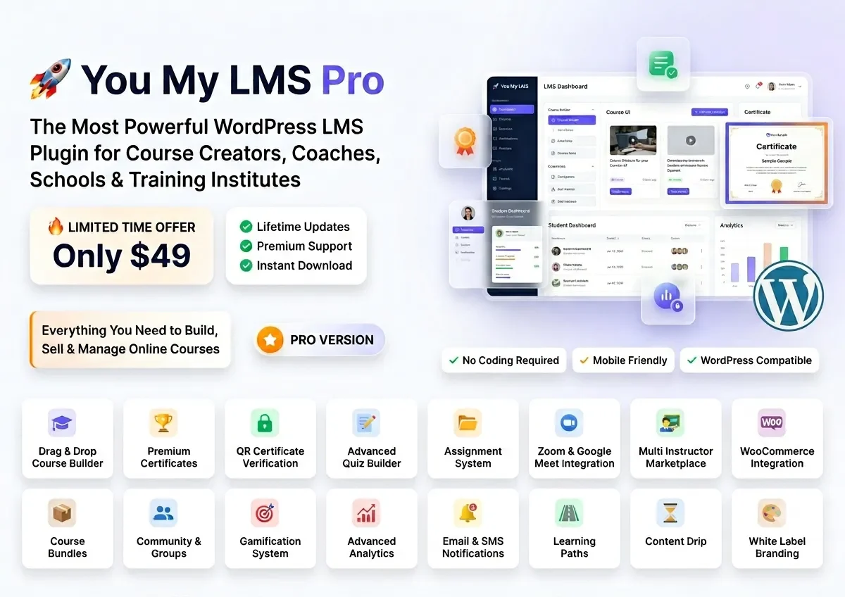 You My LMS Pro – Powerful WordPress LMS Plugin for Online Courses