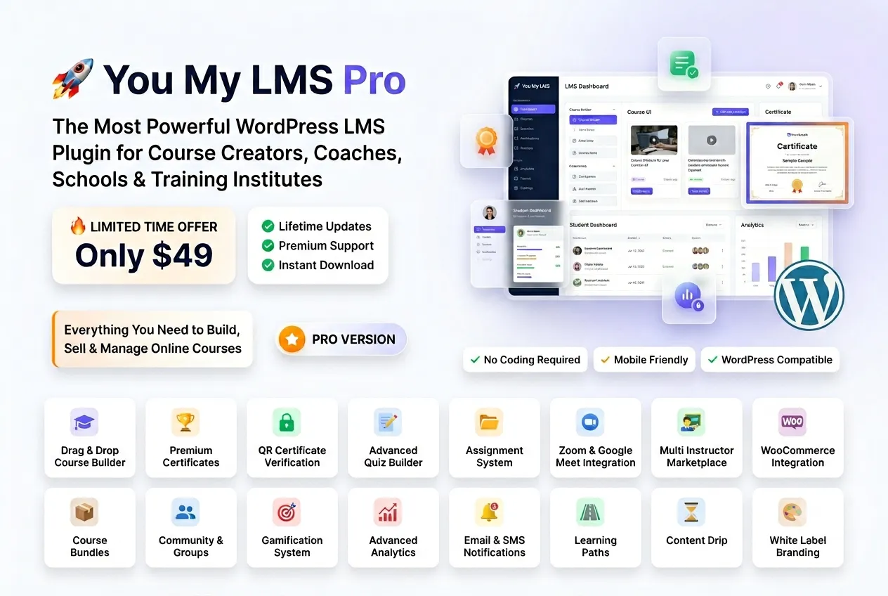 You My LMS Pro – Powerful WordPress LMS Plugin for Online Courses